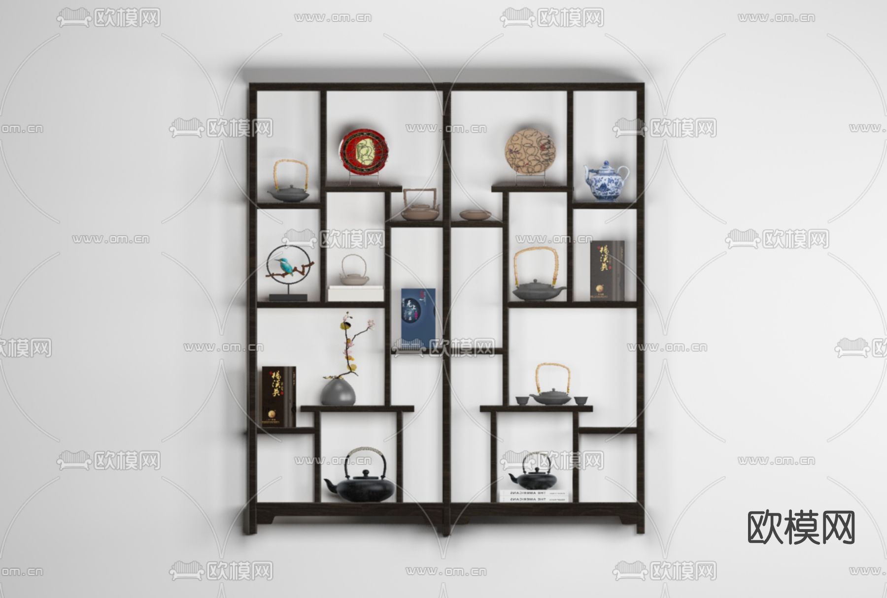 新中式博古架免费3d模型下载