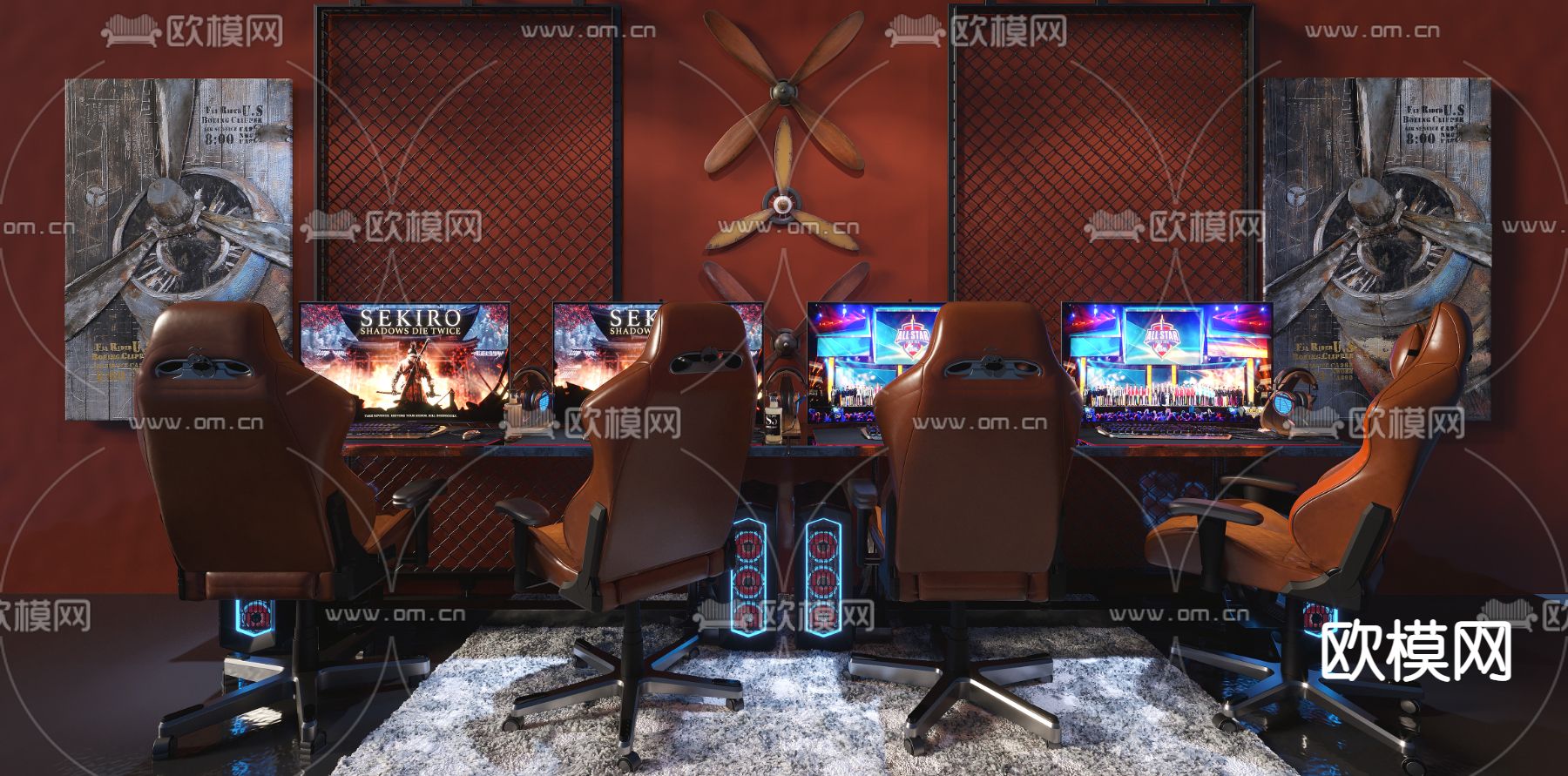 现代电子竞技网咖3d模型