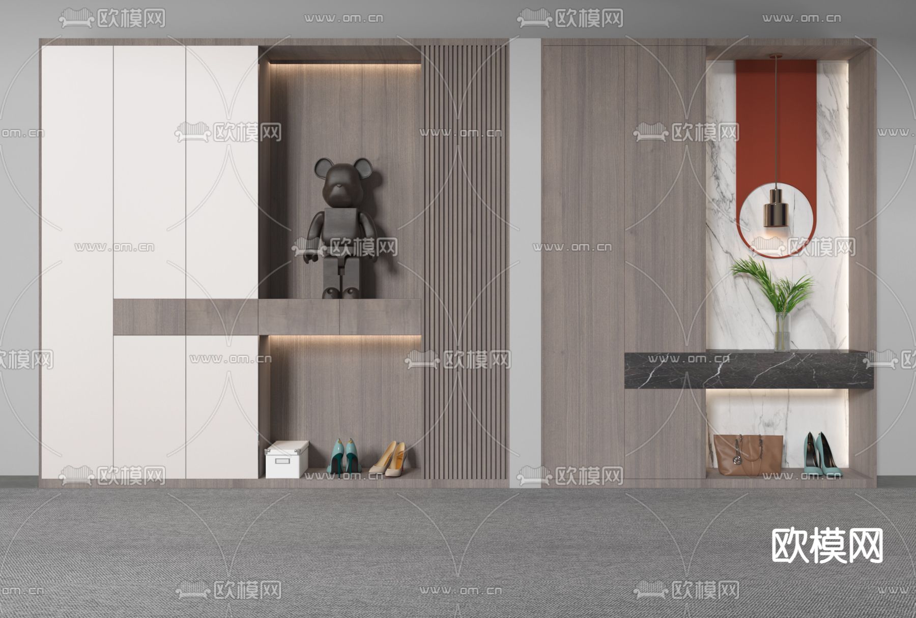 现代玄关鞋柜3d模型