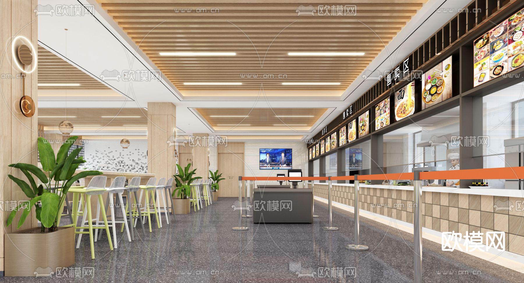 现代食堂快餐店3d模型