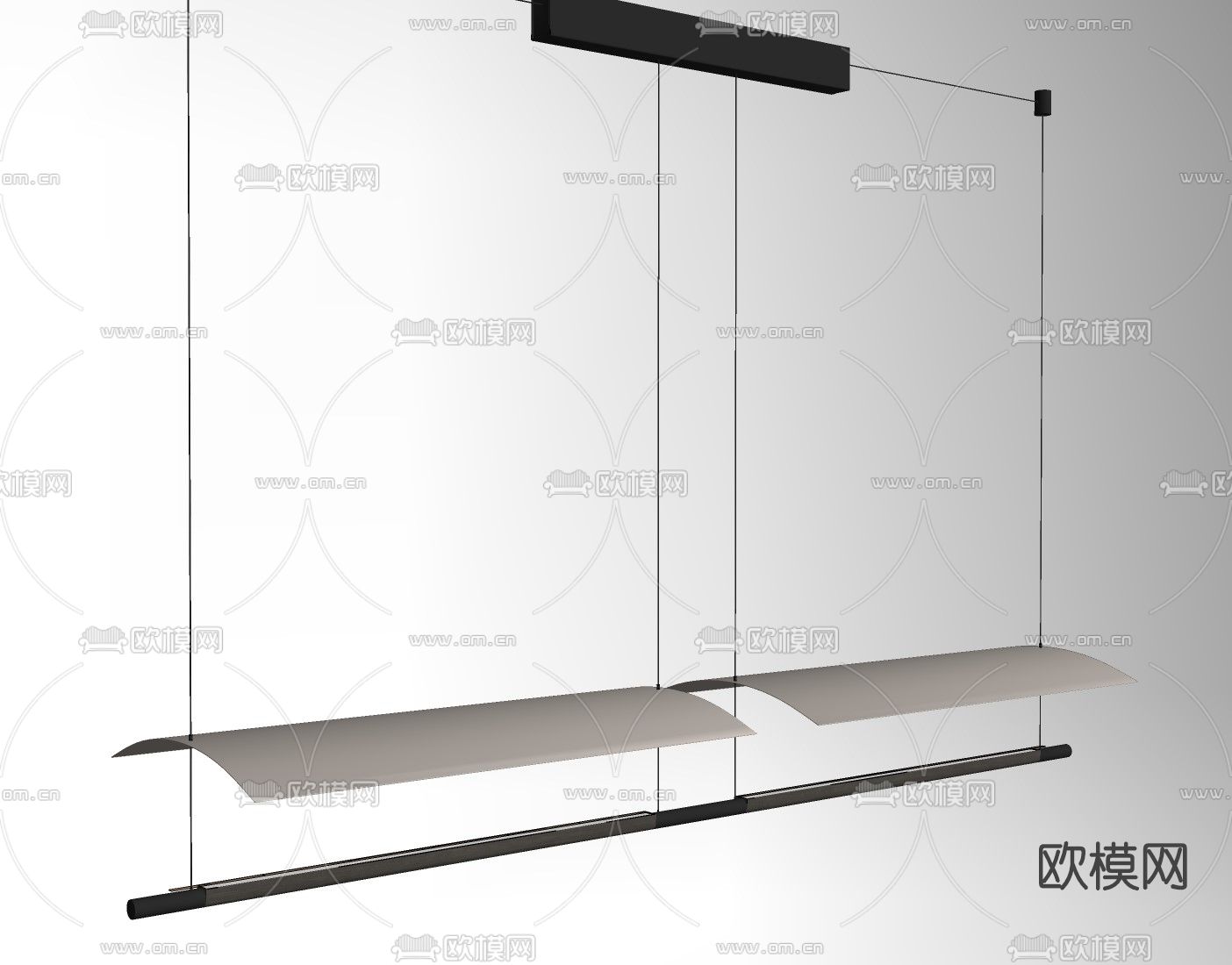 现代办公吊灯su模型下载（渲染图2）
