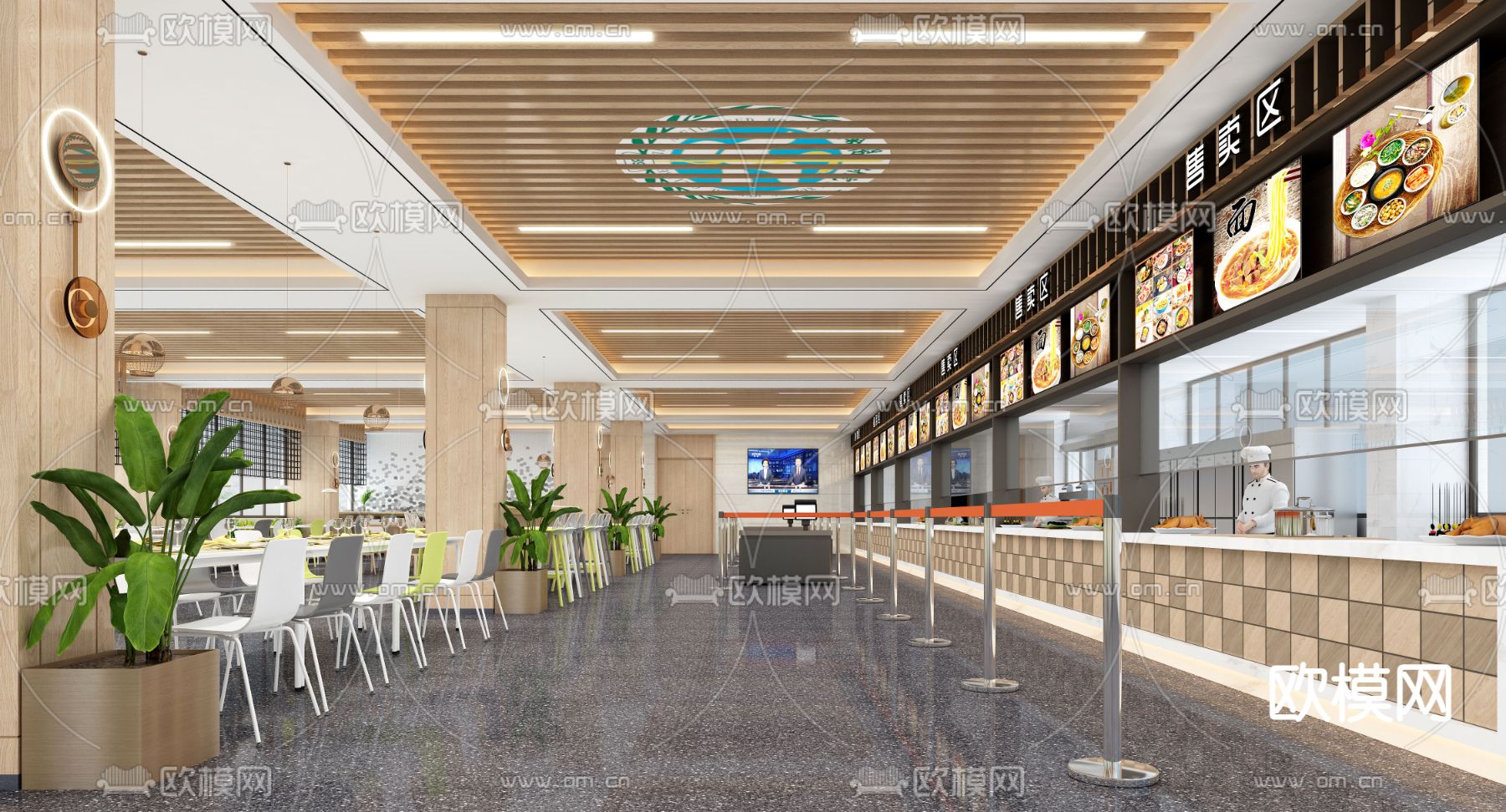 现代食堂快餐店3d模型