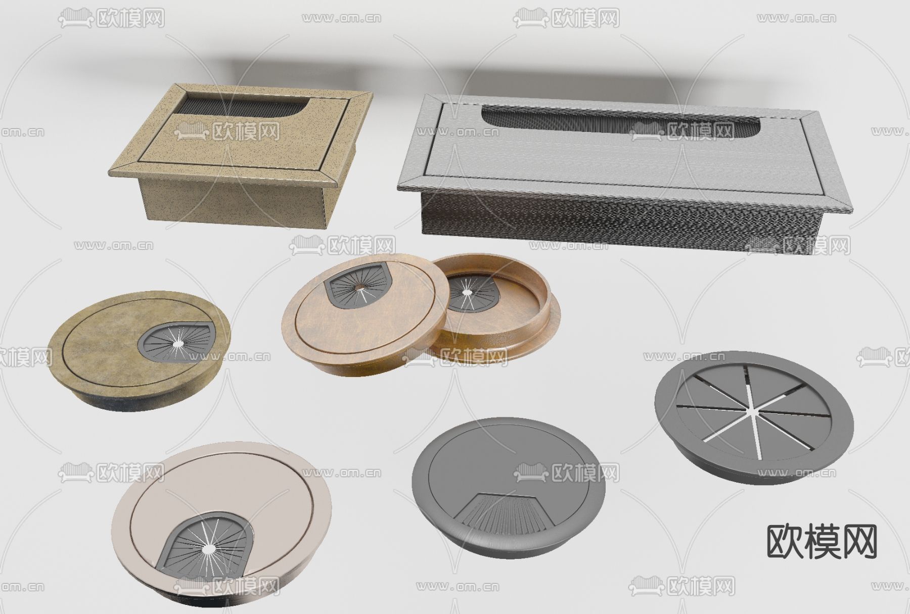 现代桌面穿线孔盖免费3d模型