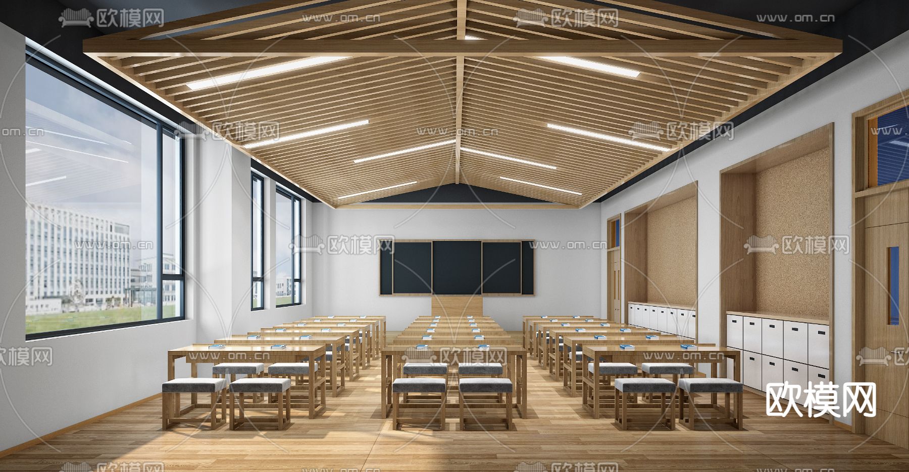 现代书法培训教室3d模型下载