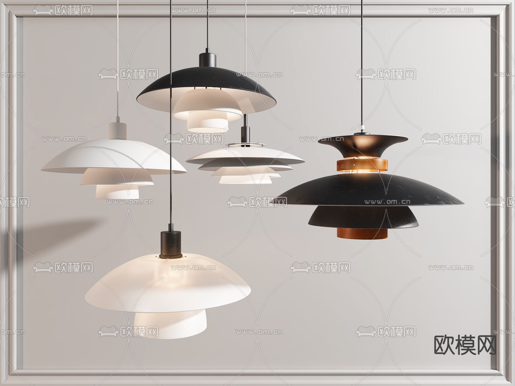 北欧遮罩多层吊灯3d模型下载