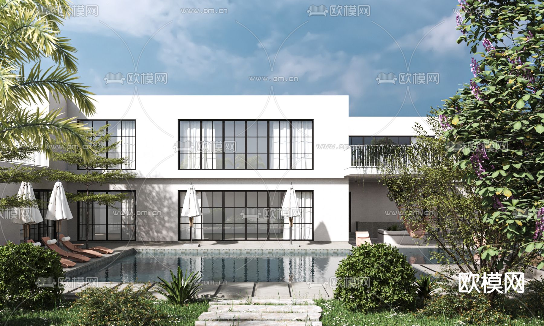现代庭院花园3d模型