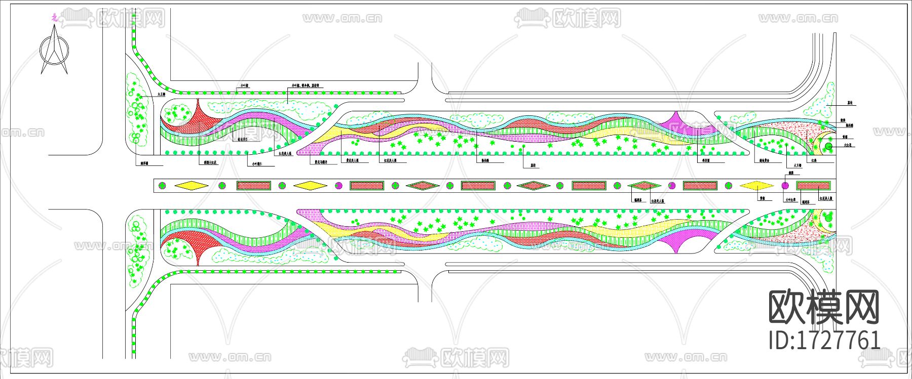 立交桥景观绿化cad施工图下载