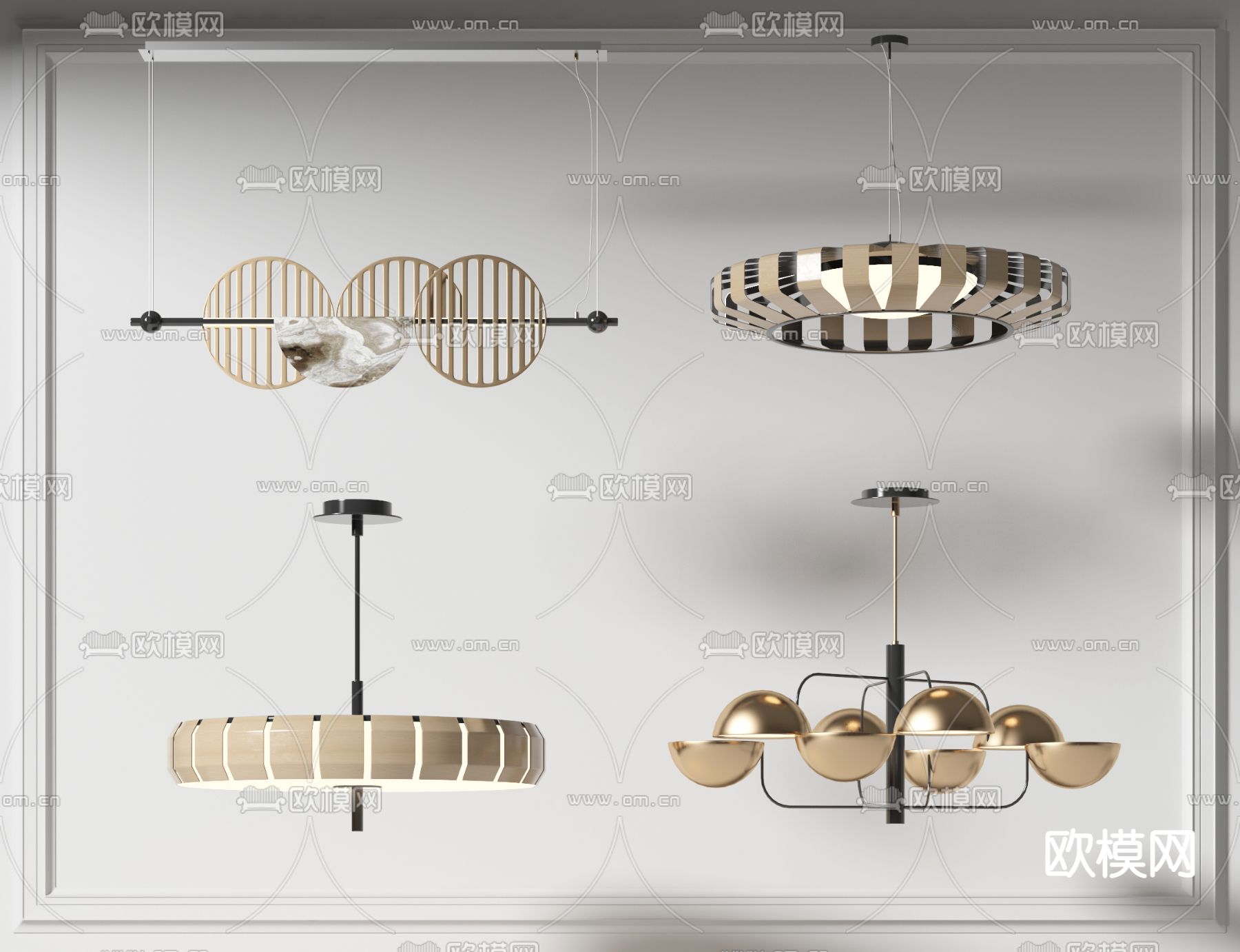 现代金属吊灯3d模型下载