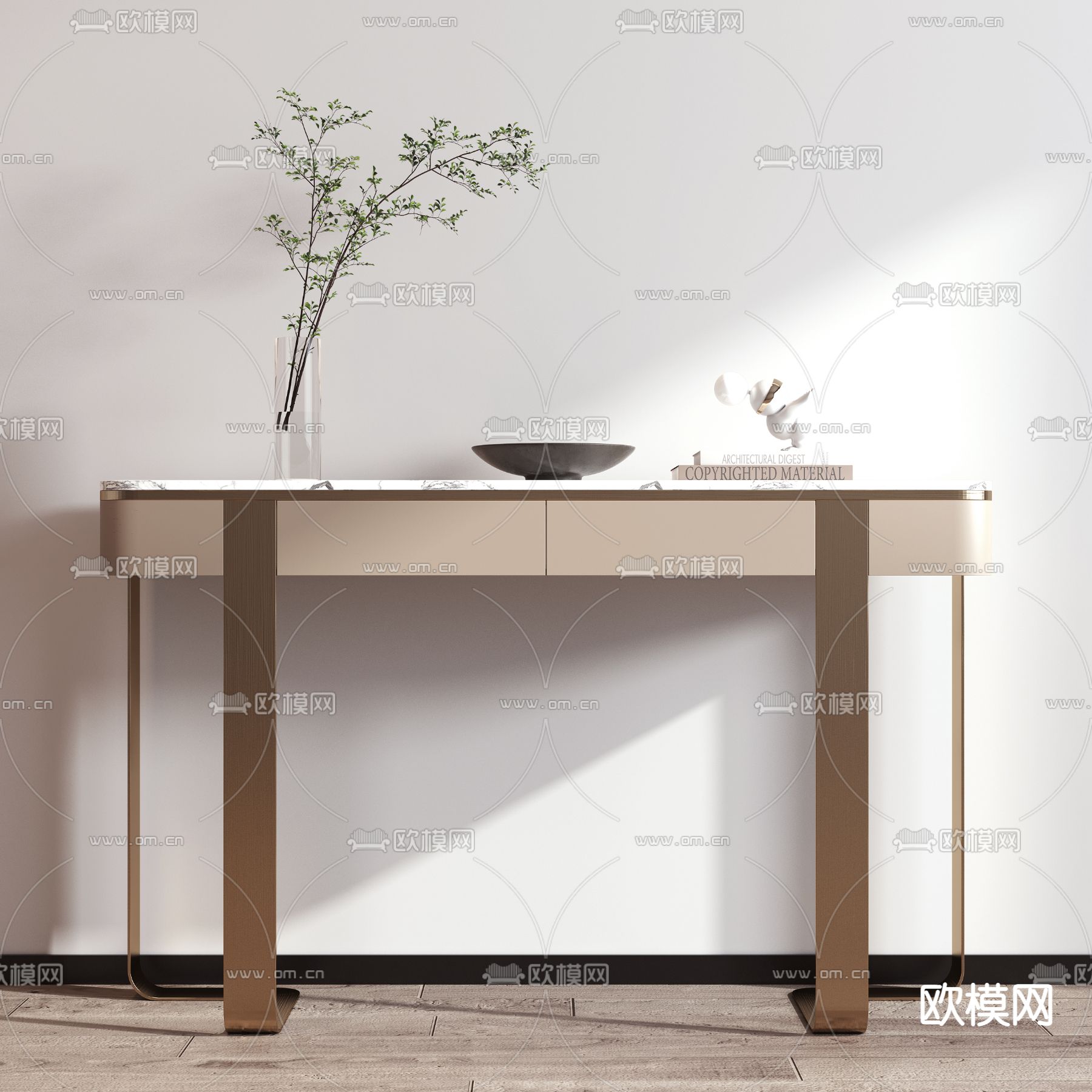 现代轻奢端景条案3d模型下载