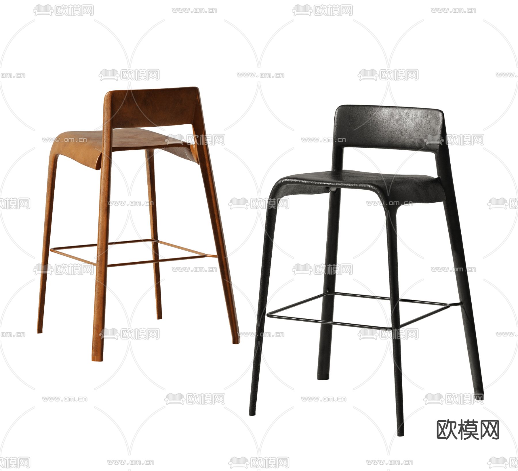 现代皮革吧台椅3d模型下载