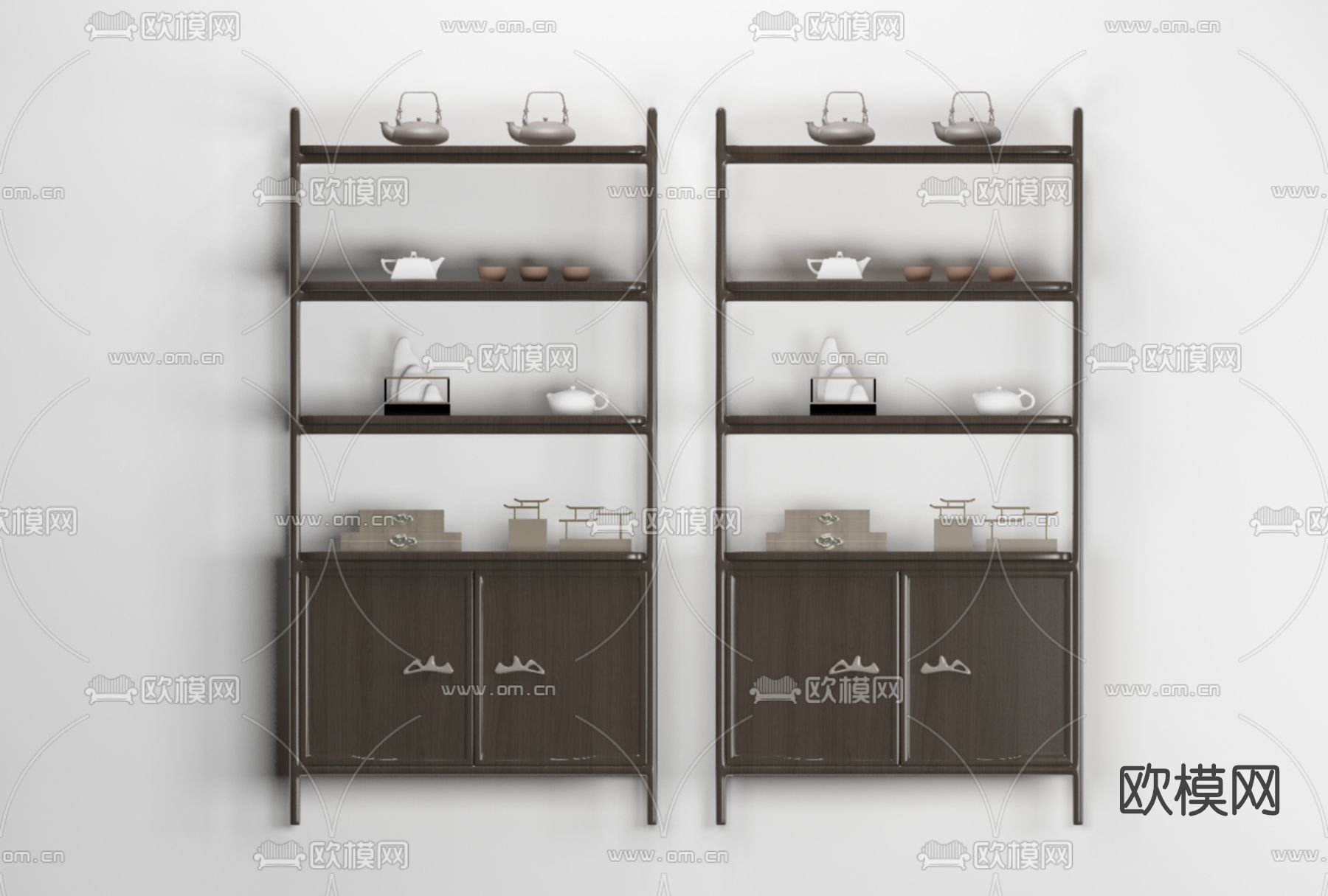 新中式装饰柜免费3d模型下载