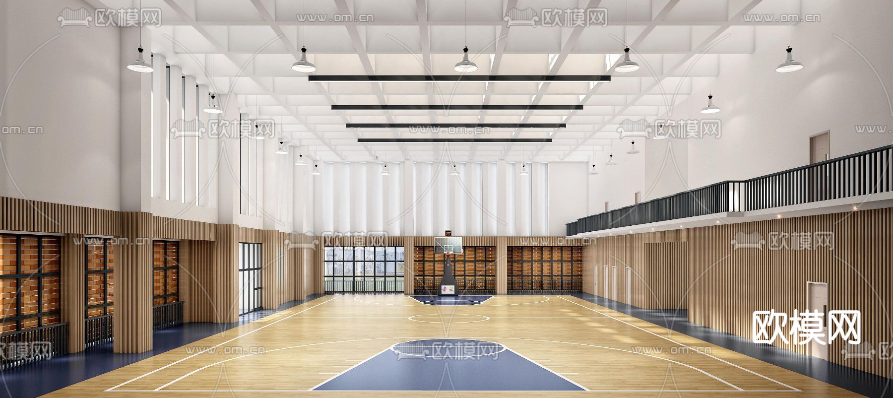 现代室内篮球馆3d模型下载