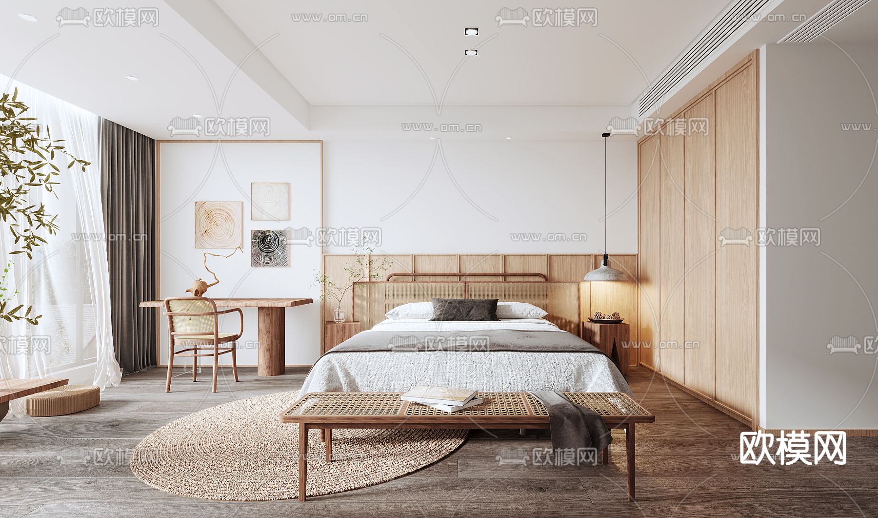 日式卧室主人房3d模型下载