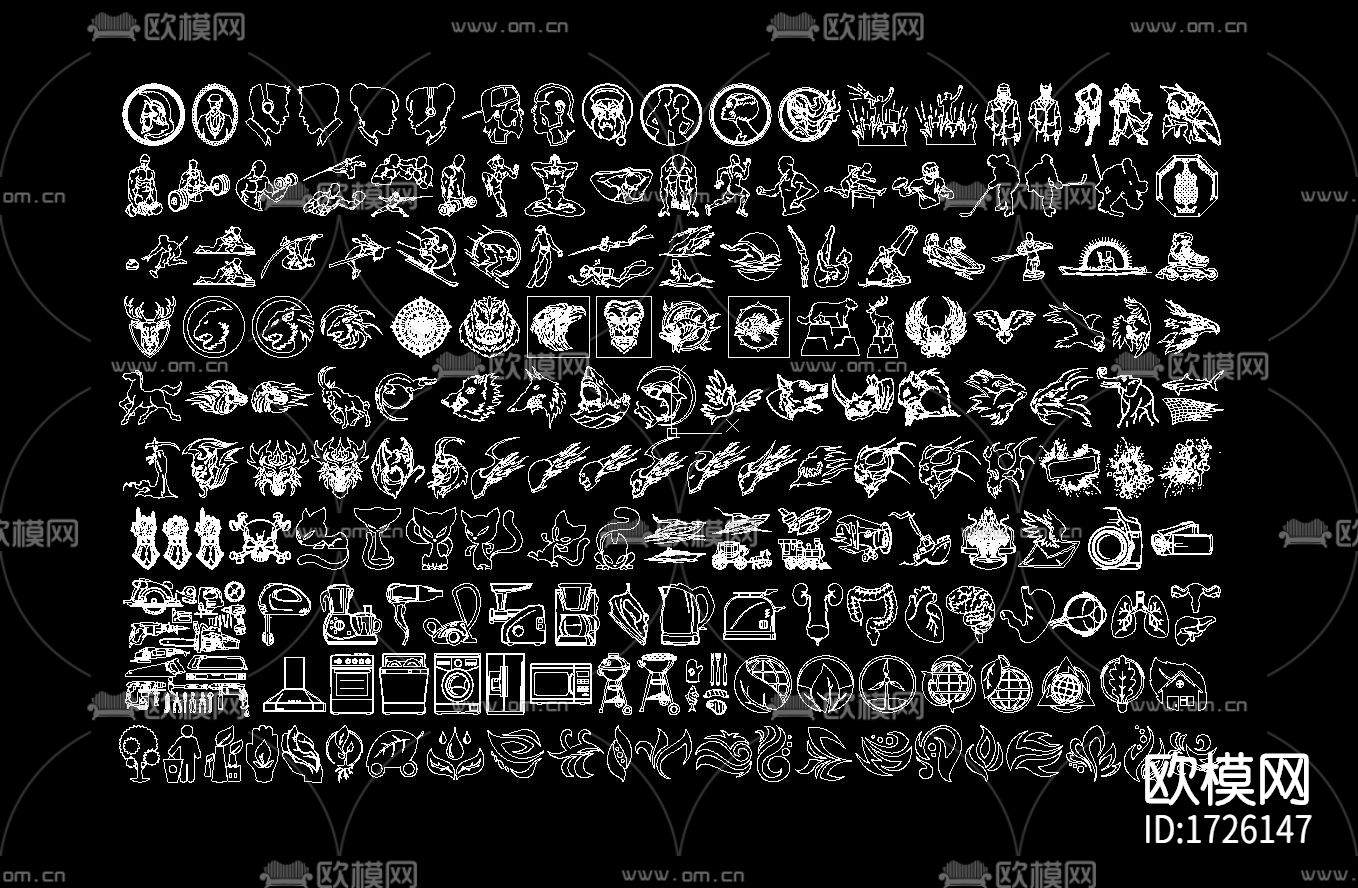 健身人物cad图库下载（渲染图1）