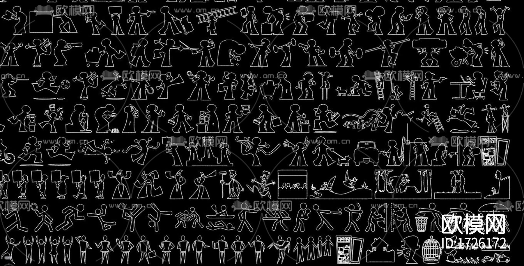 人物运动cad图库下载（渲染图1）