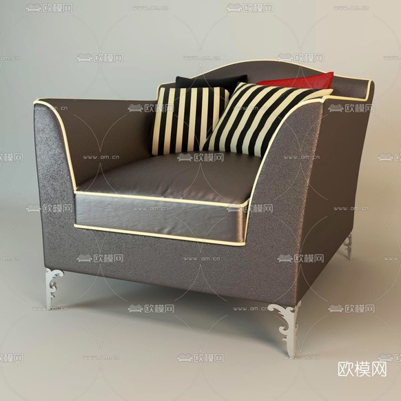 现代皮革单人沙发免费3d模型下载