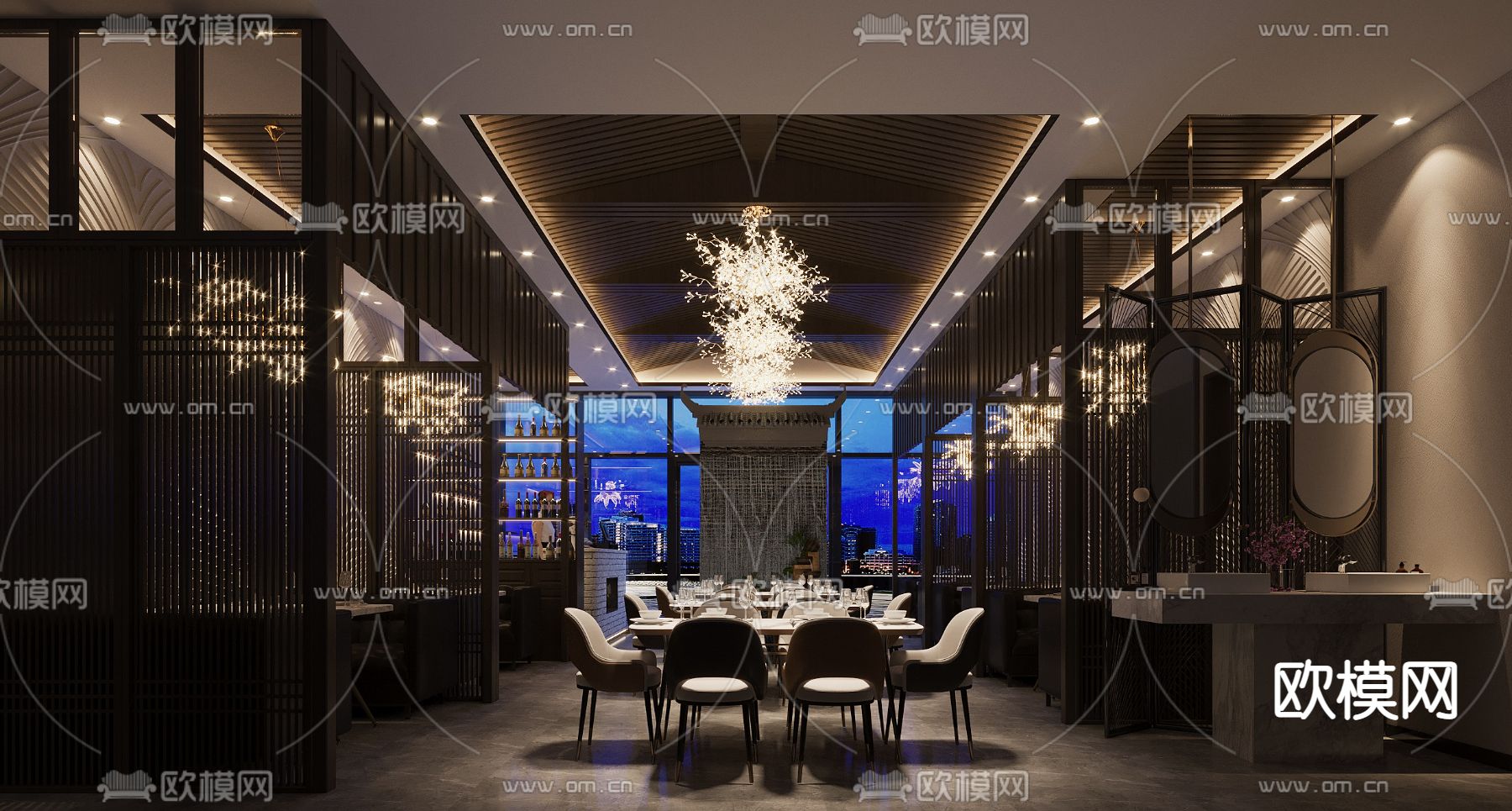 新中式中餐厅3d模型