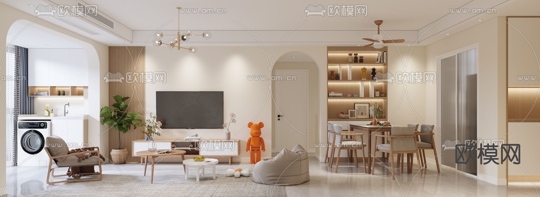 北欧客厅餐厅3d模型