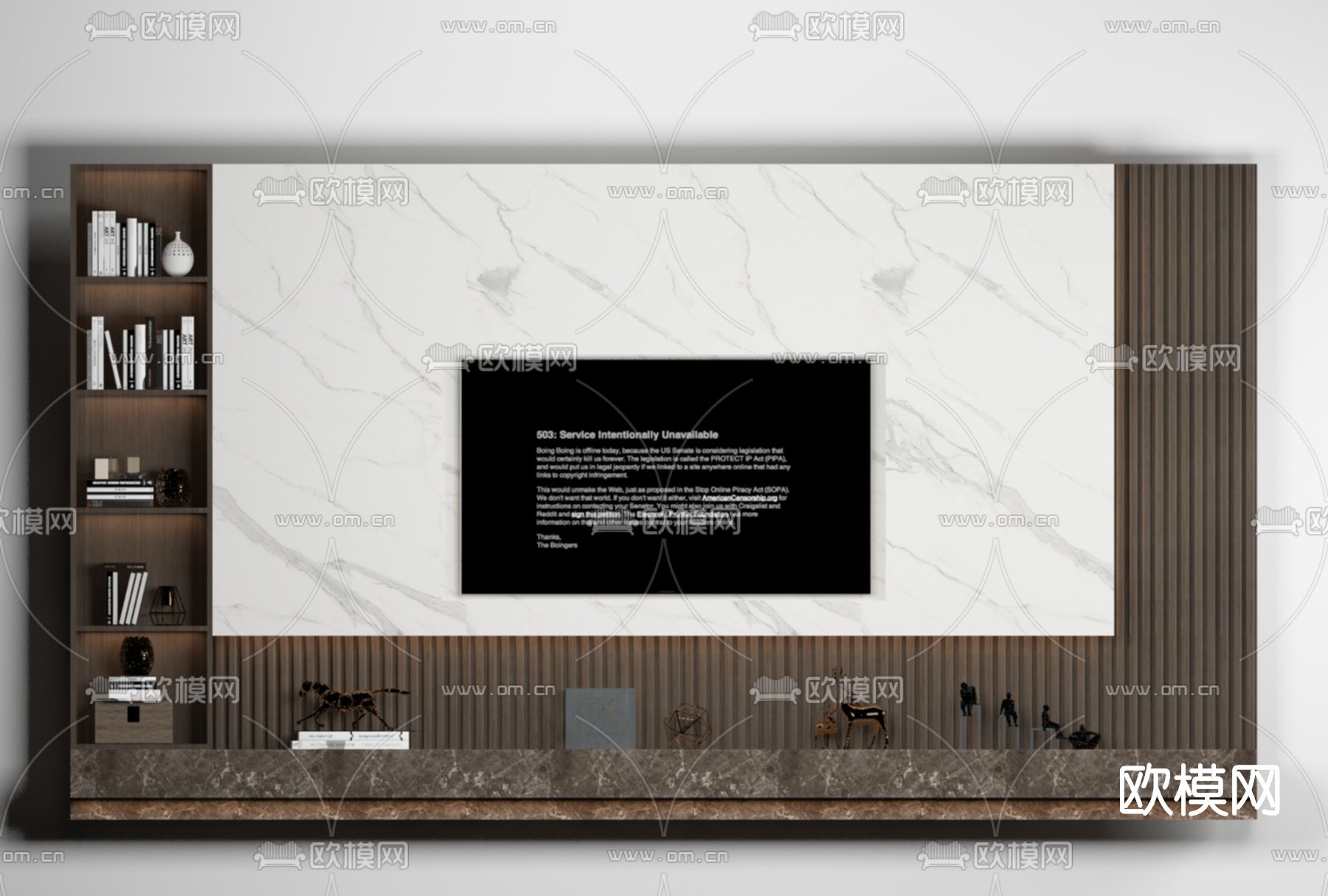 现代电视背景墙免费3d模型下载