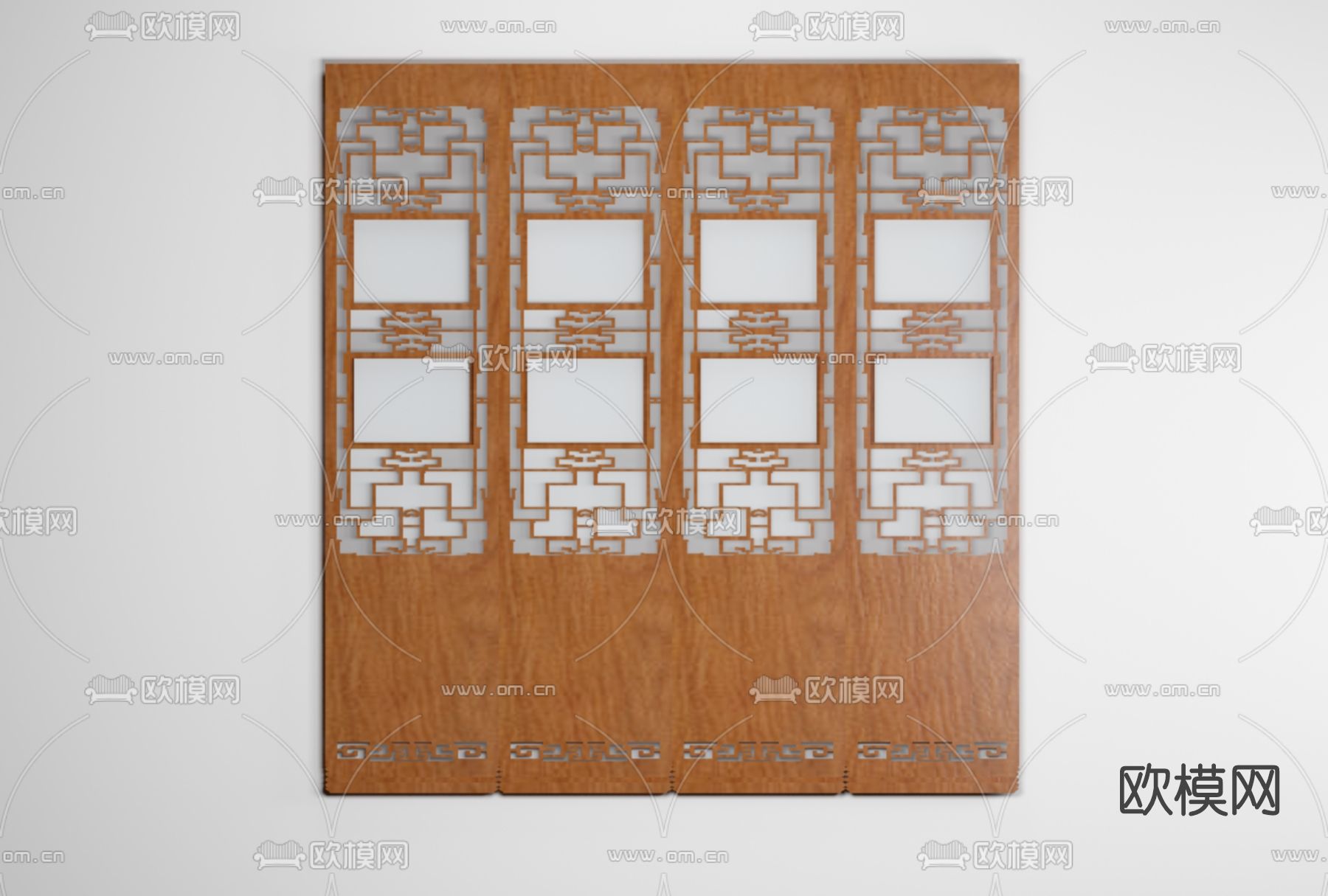 中式实木花窗门免费3d模型下载