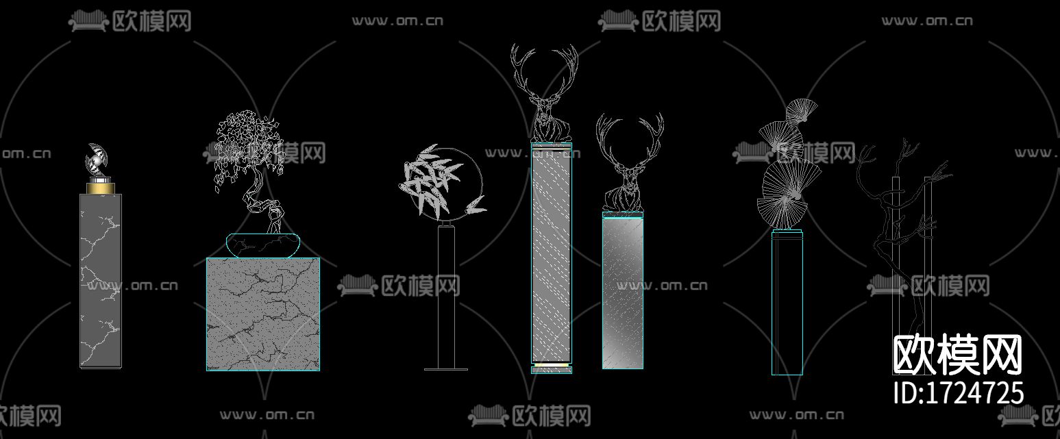 雕塑cad立面图下载