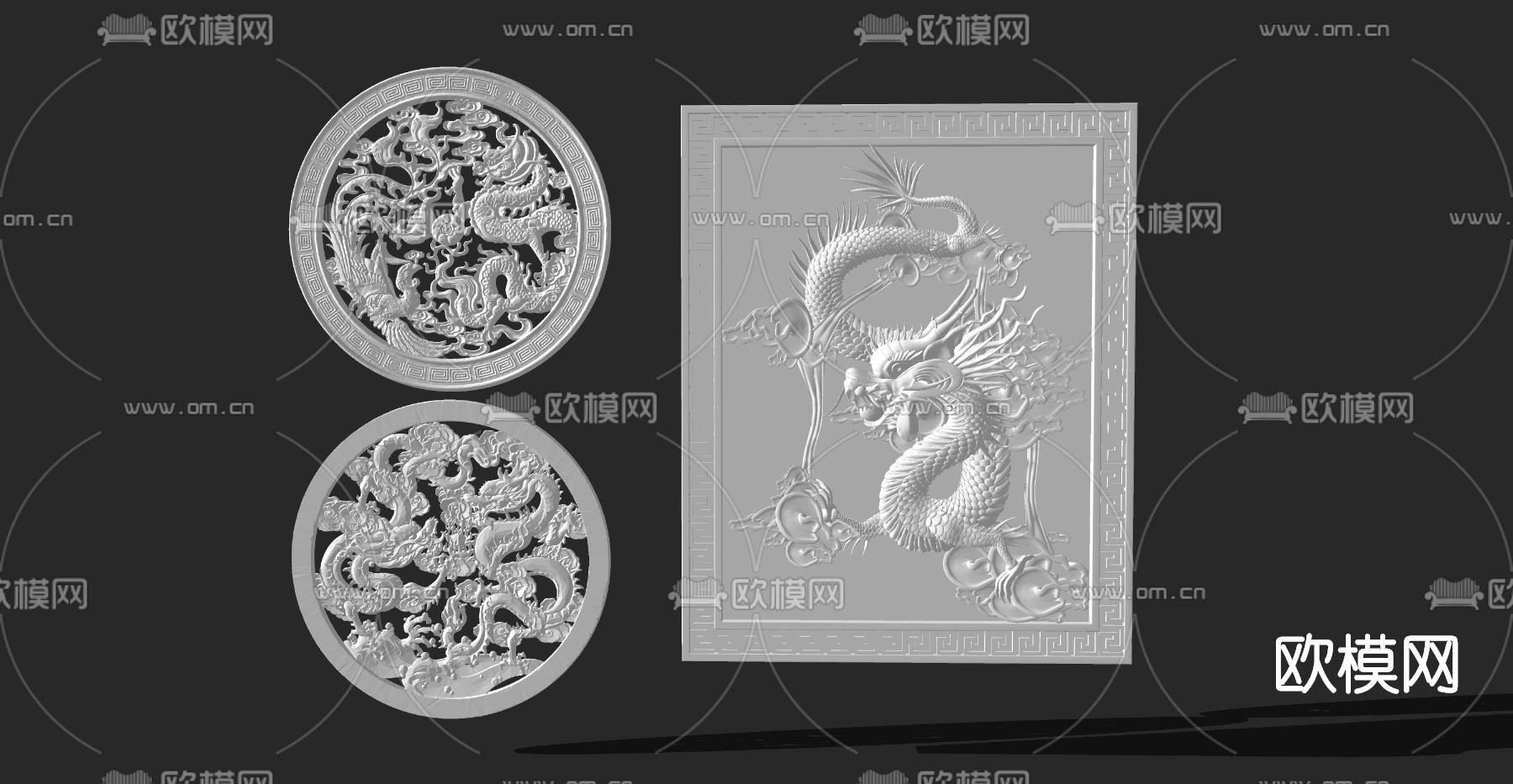 中式龙浮雕su模型下载