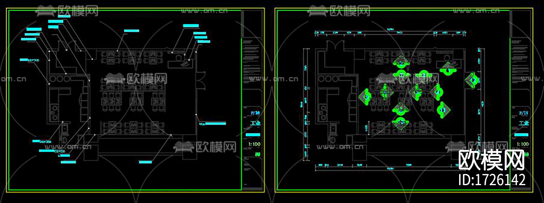餐厅cad施工图下载（渲染图10）