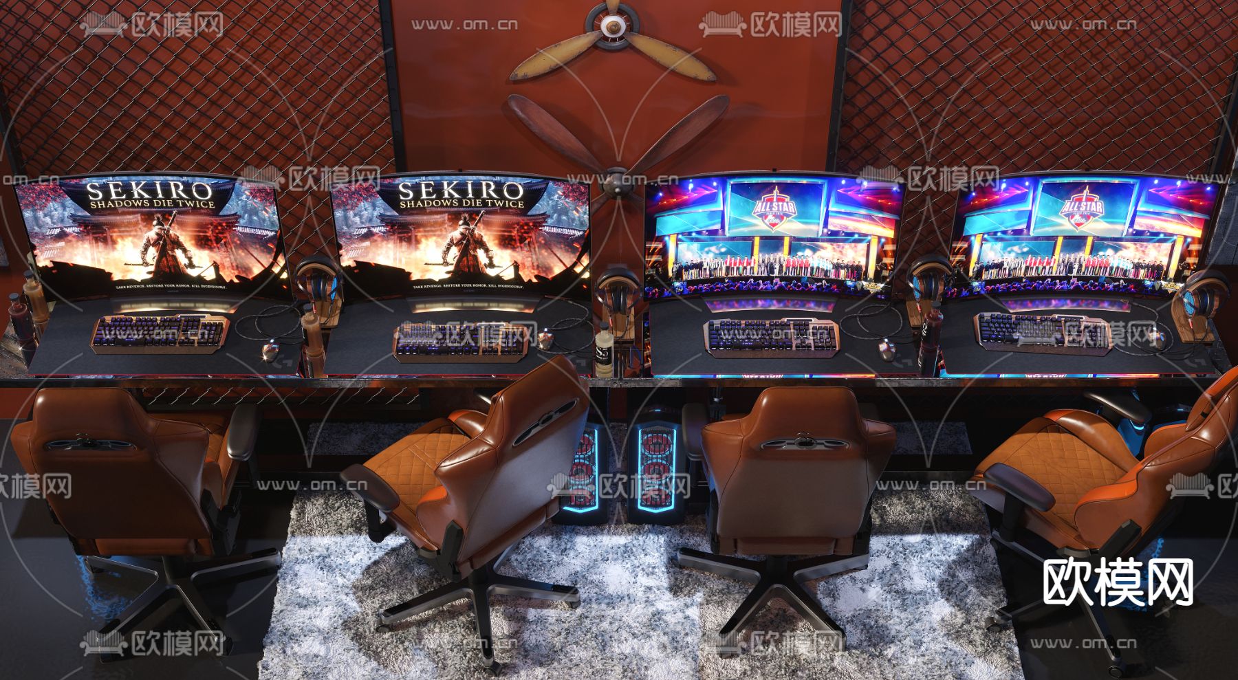 现代电子竞技网咖3d模型