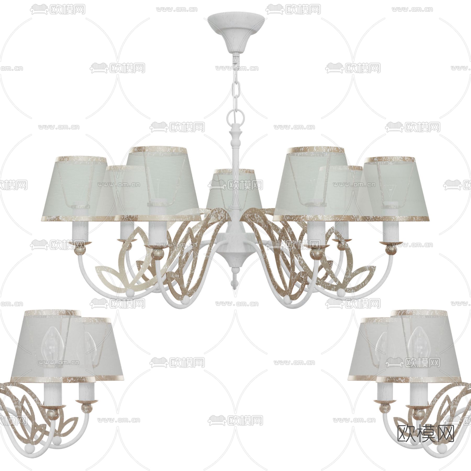 简欧烛台吊灯免费3d模型下载
