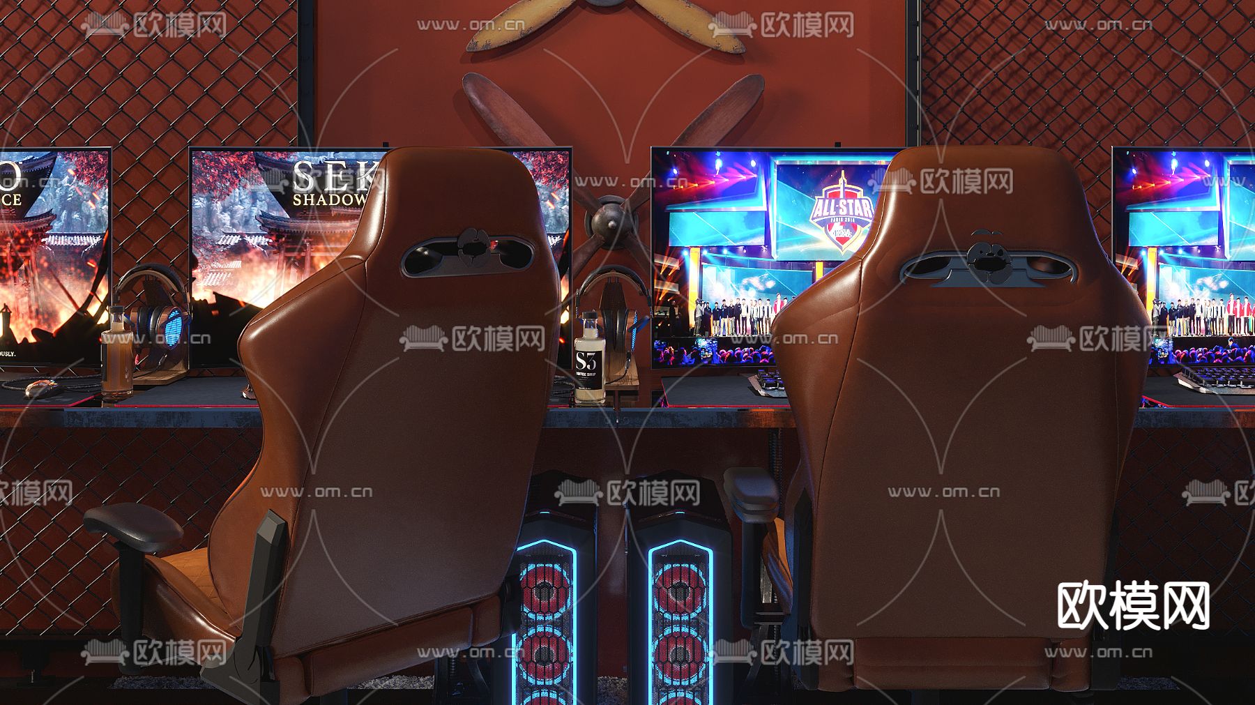 现代电子竞技网咖3d模型