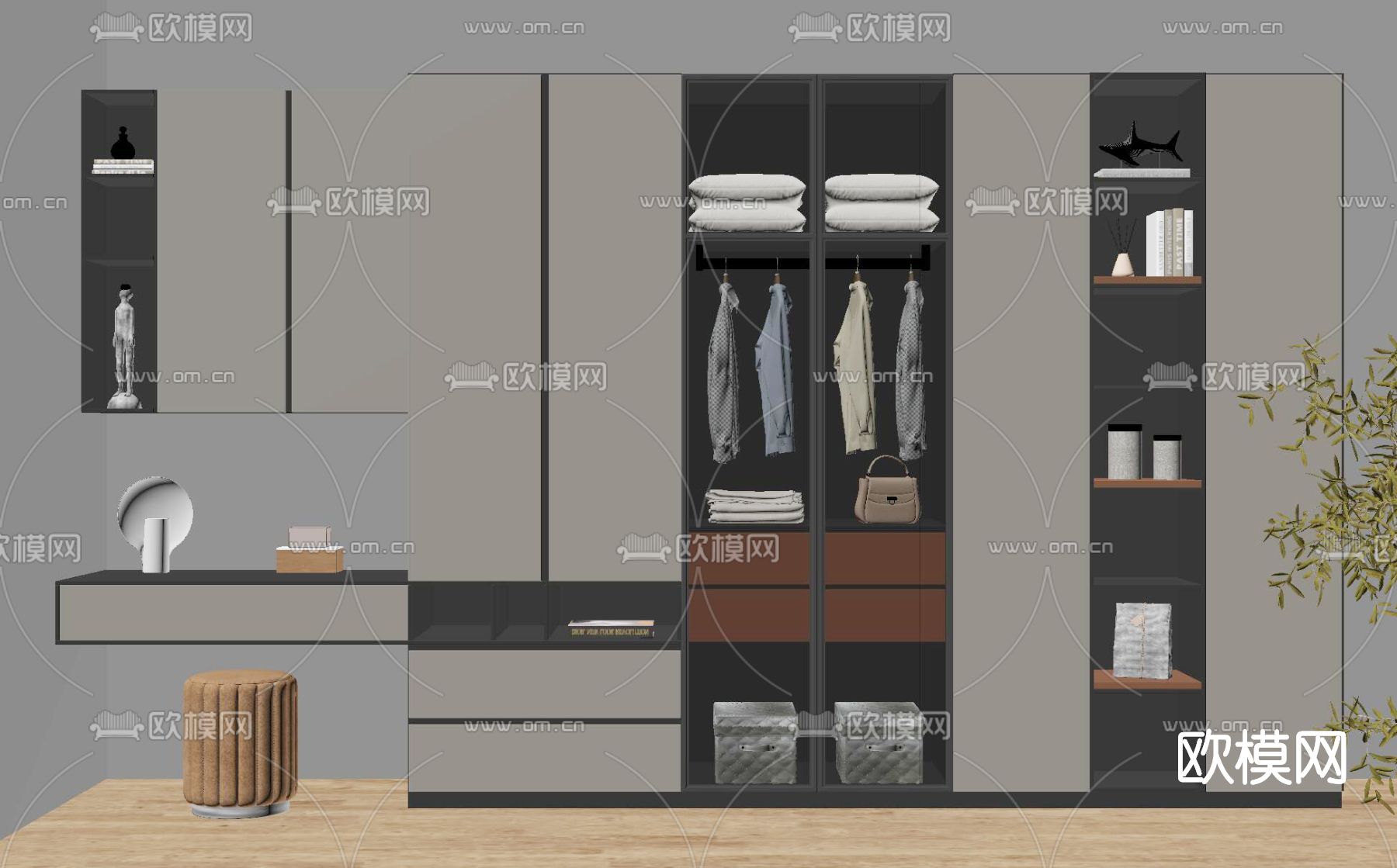 现代衣柜su模型下载（渲染图2）