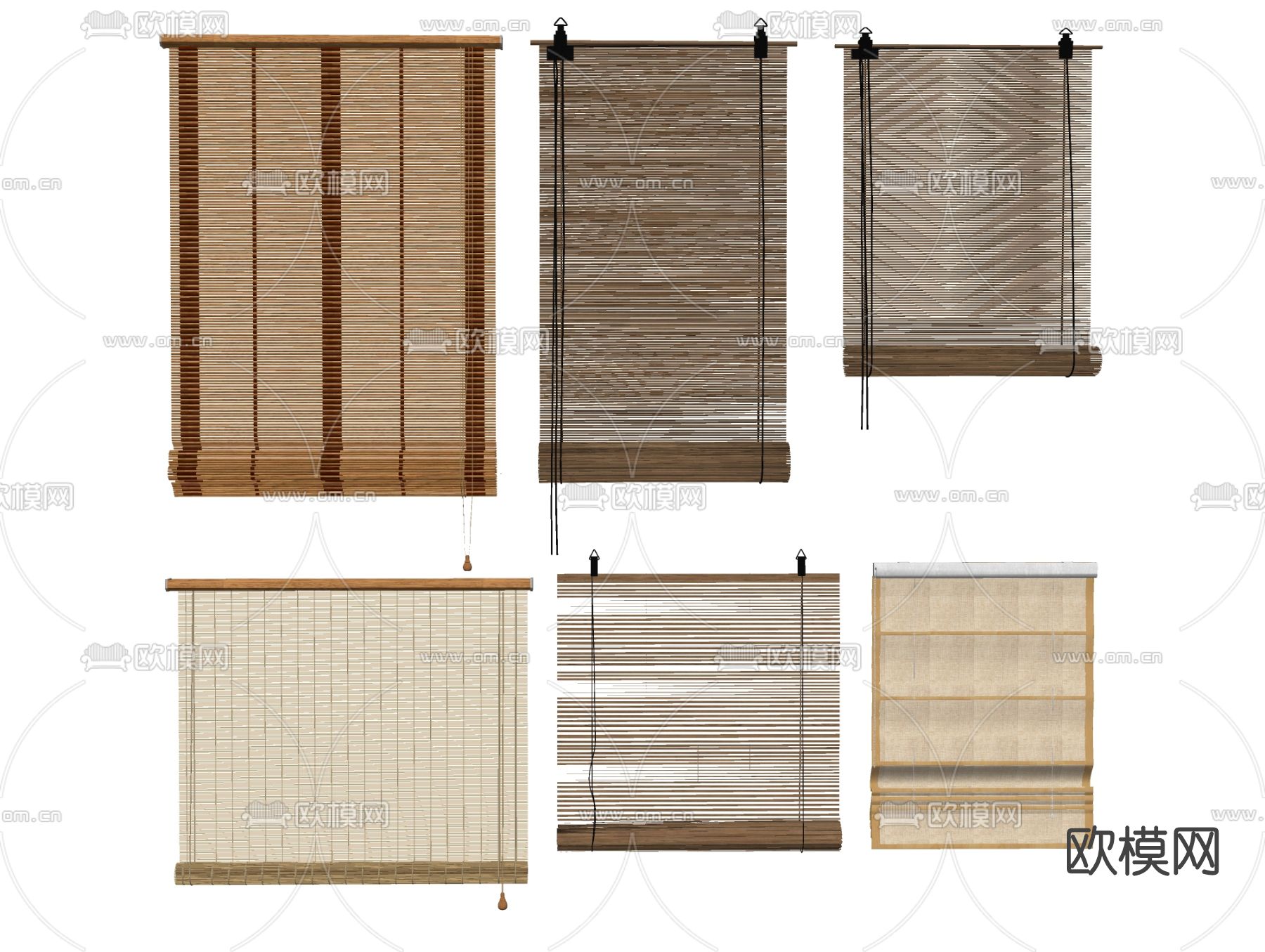 新中式百叶窗帘su模型下载（渲染图2）