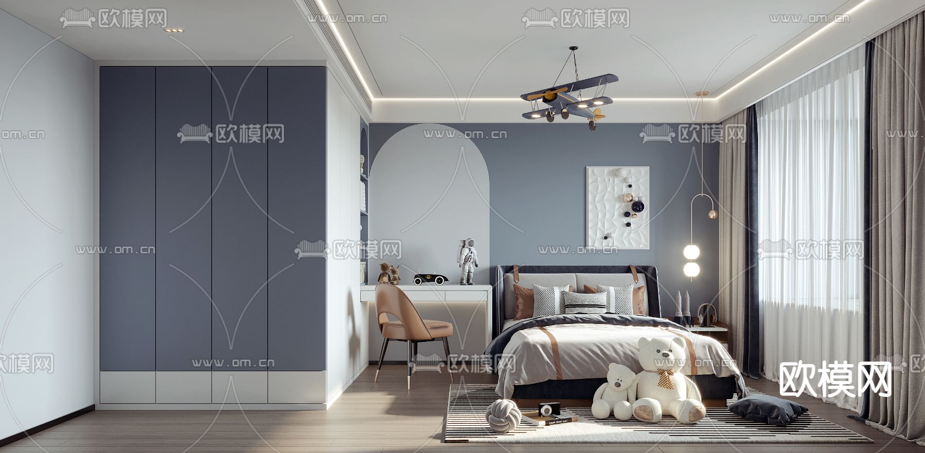现代儿童房3d模型