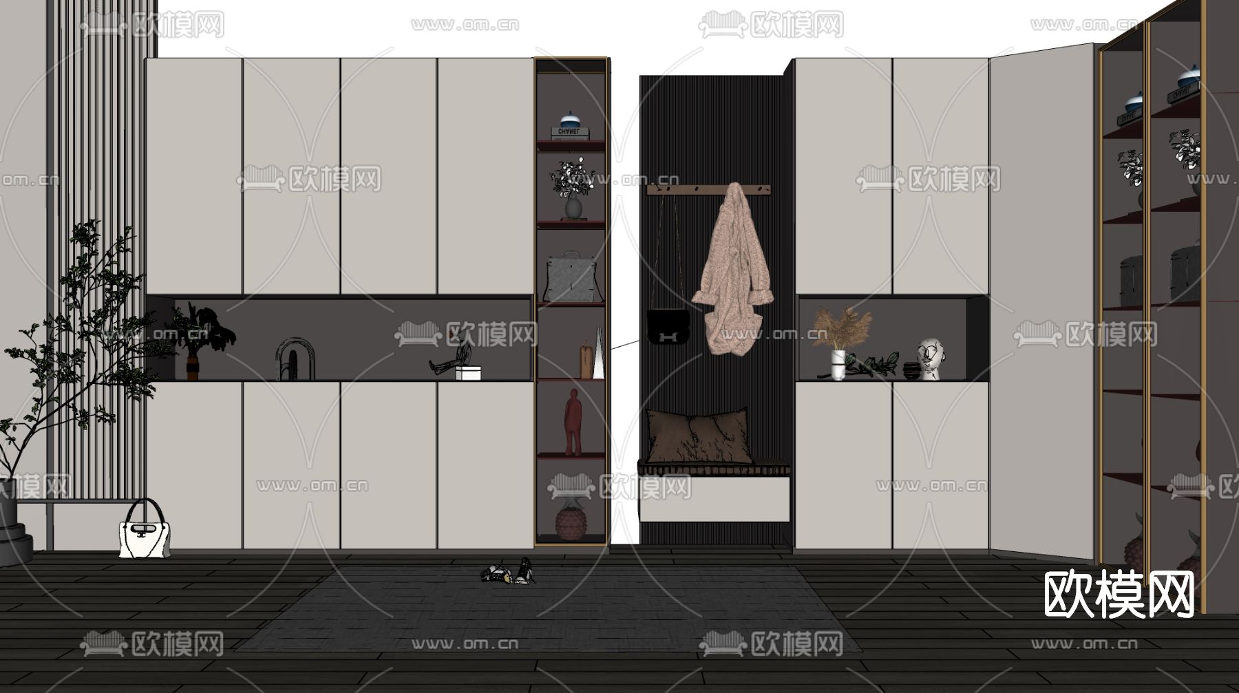 现代鞋柜su模型下载（渲染图2）