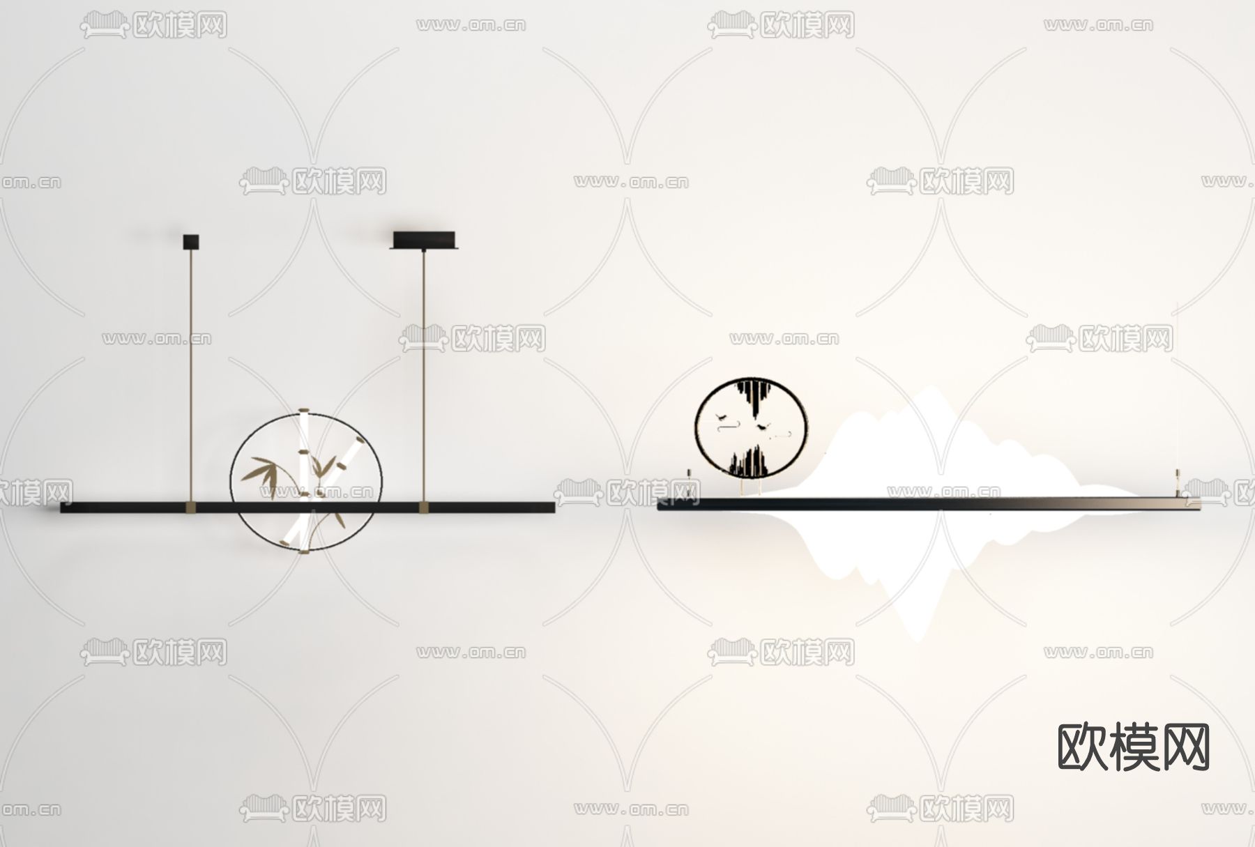 新中式装饰吊灯免费3d模型下载