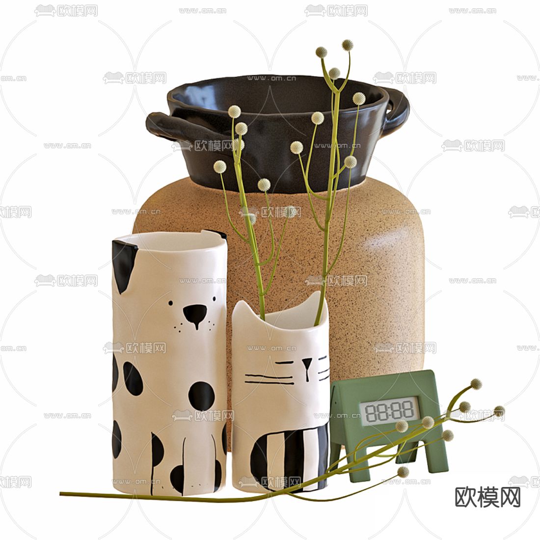 北欧猫咪陶瓷器皿3d模型