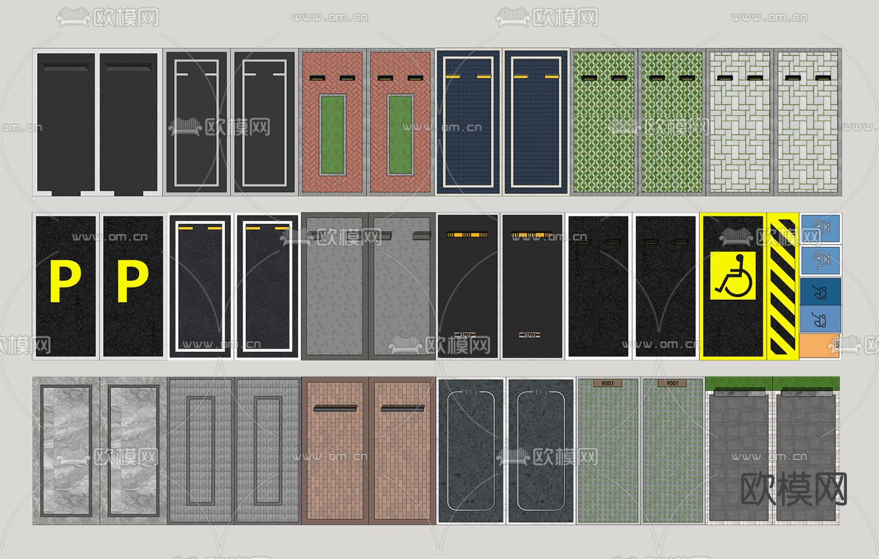 现代停车位su模型下载