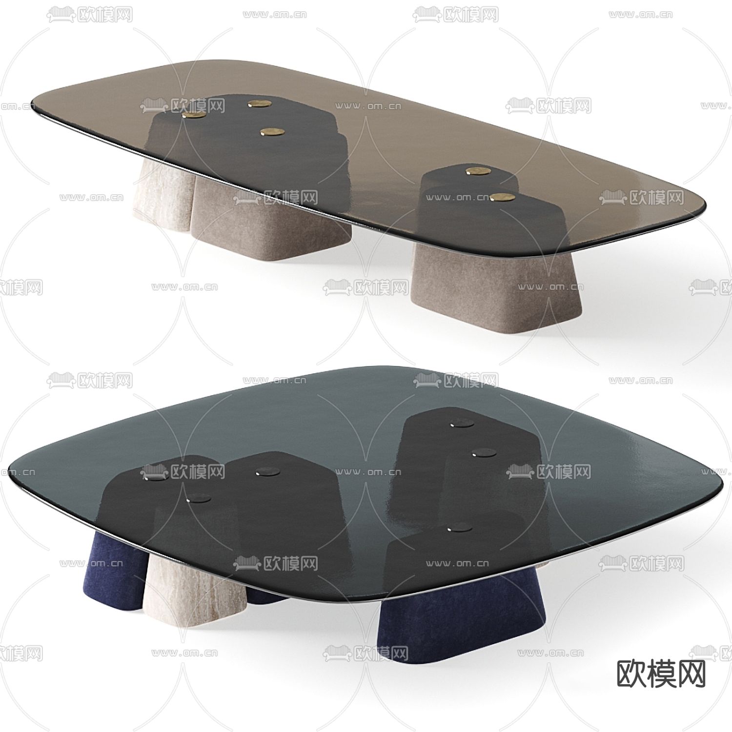 BAXTER 现代玻璃茶几3d模型下载（渲染图2）