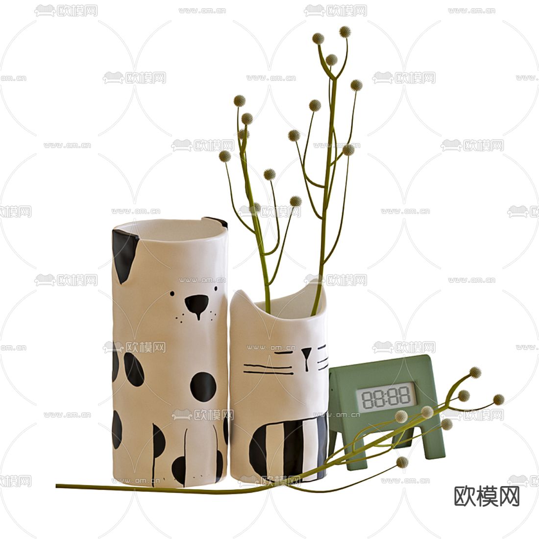 北欧猫咪陶瓷器皿3d模型