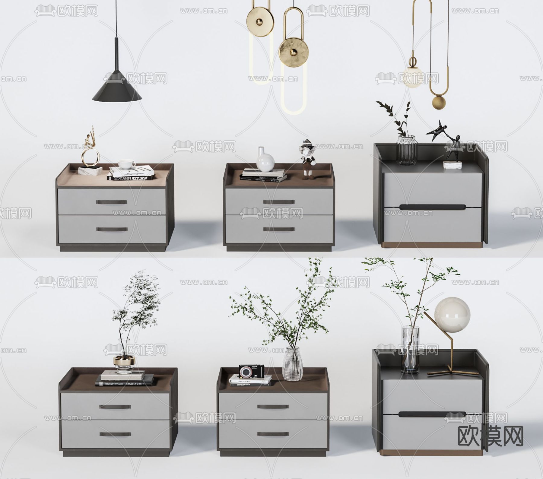 现代实木床头柜3d模型下载