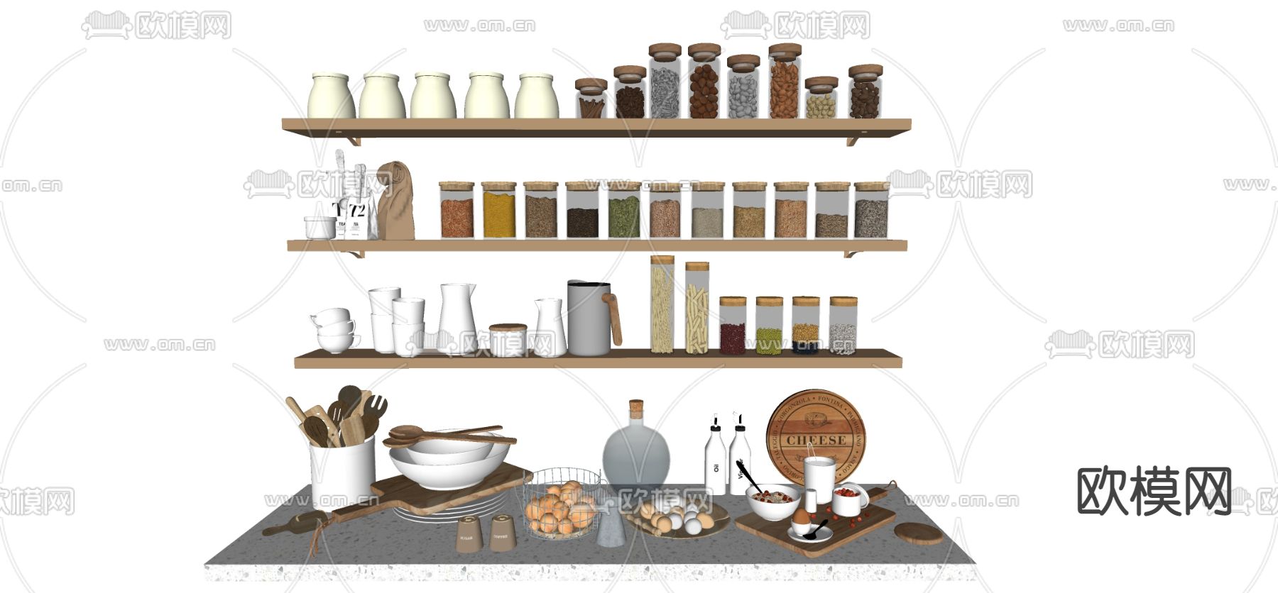 现代厨具餐具su模型下载（渲染图2）