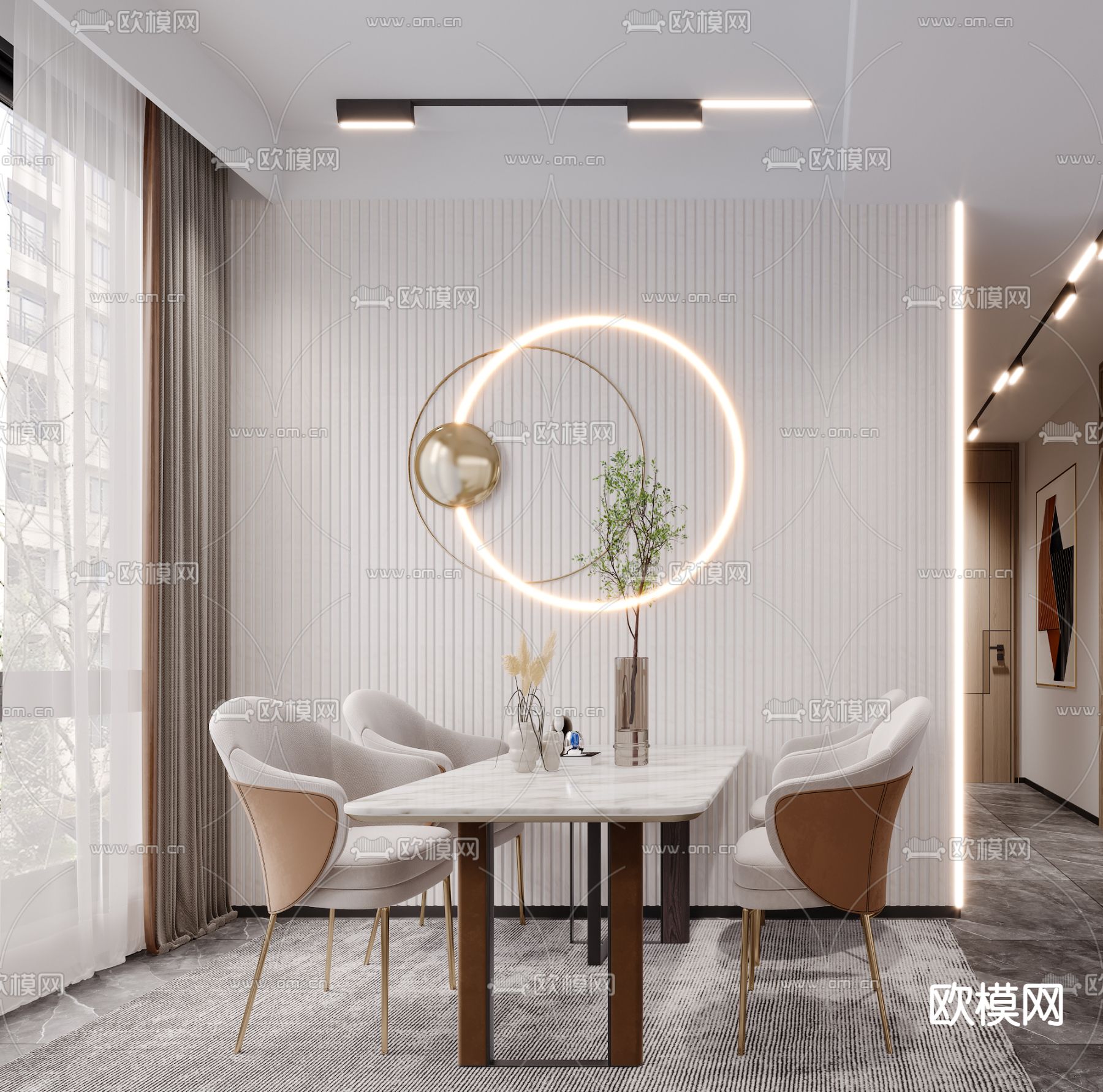 现代简约餐厅3d模型