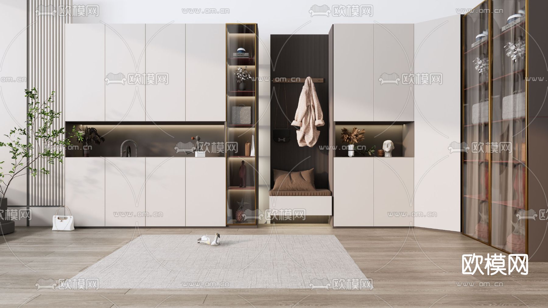 现代鞋柜su模型下载（渲染图1）
