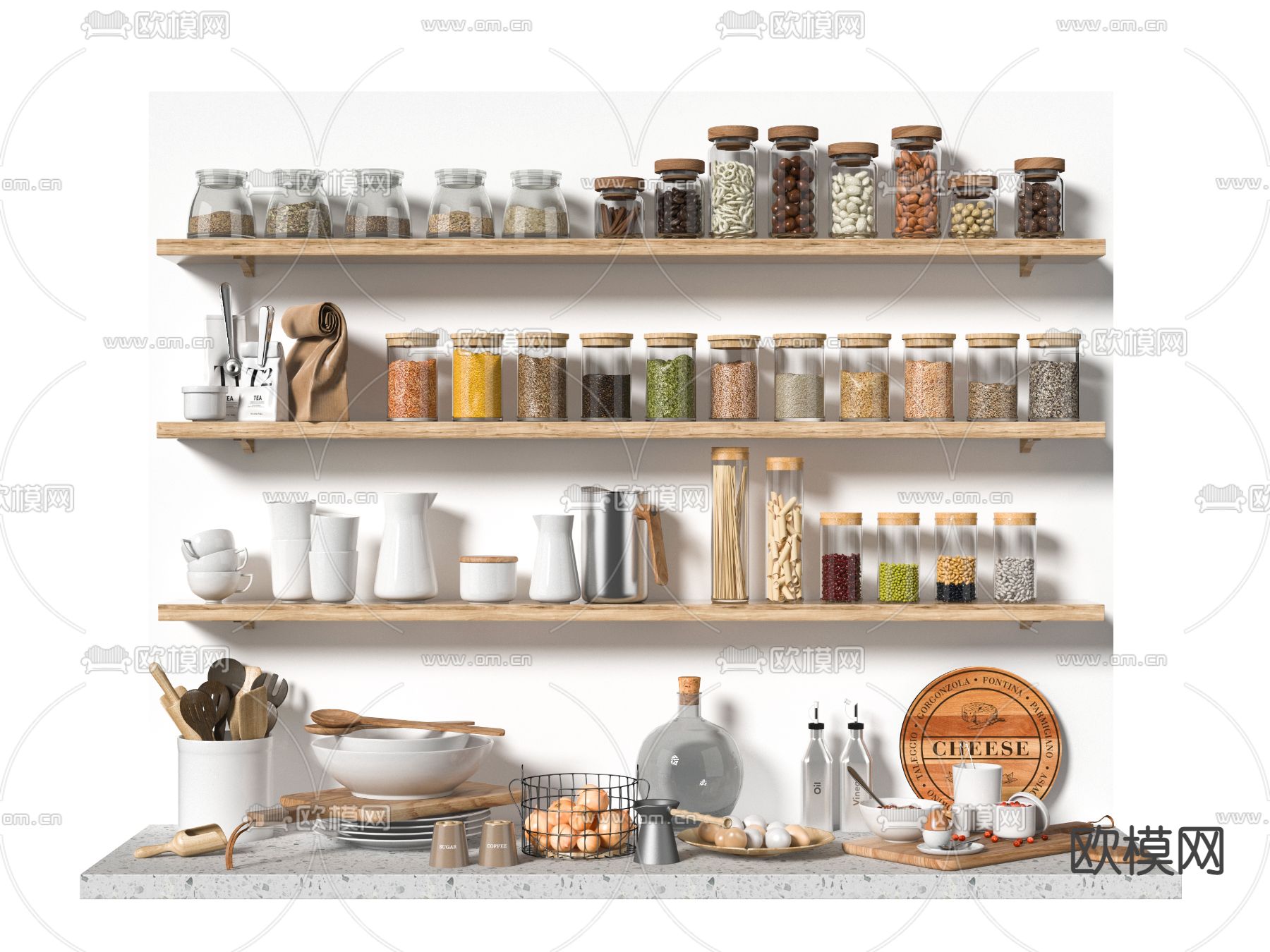 现代厨具餐具su模型下载（渲染图1）