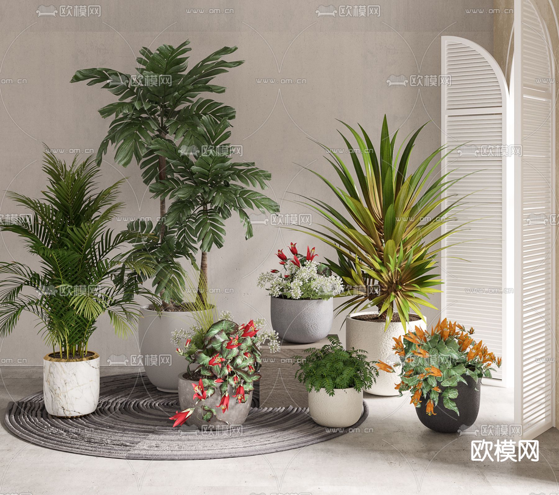 现代绿植盆栽3d模型