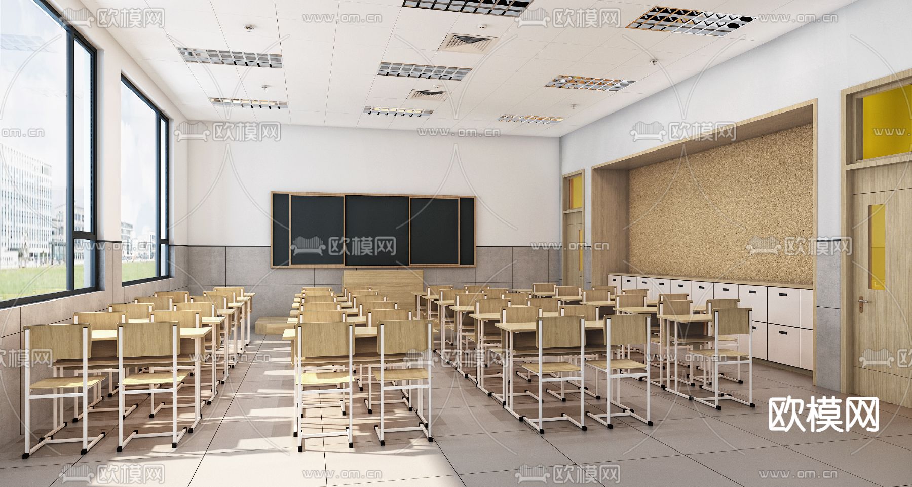 现代学校教室3d模型