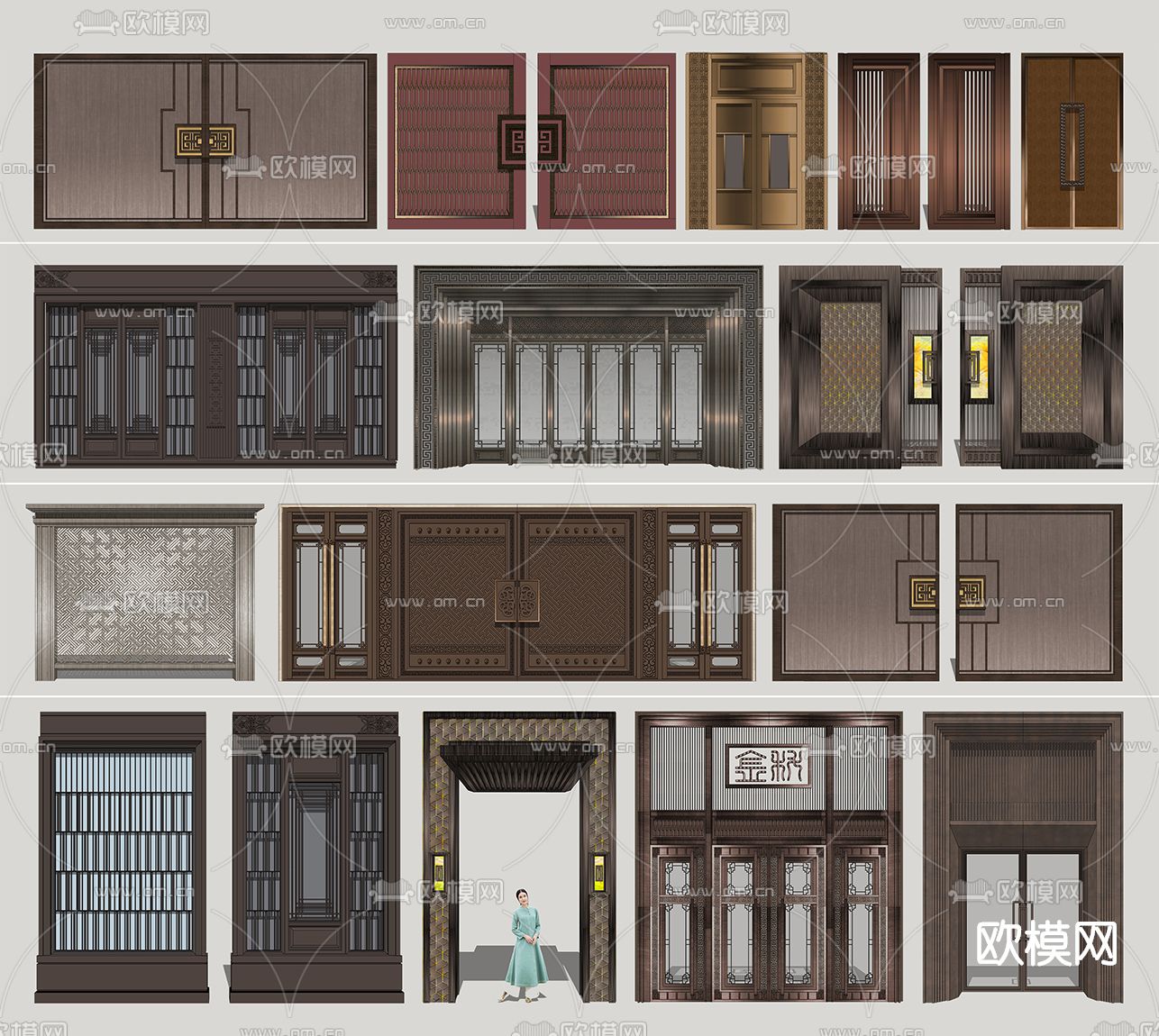 新中式庭院大门su模型