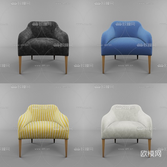 北欧布艺单人沙发免费3d模型下载