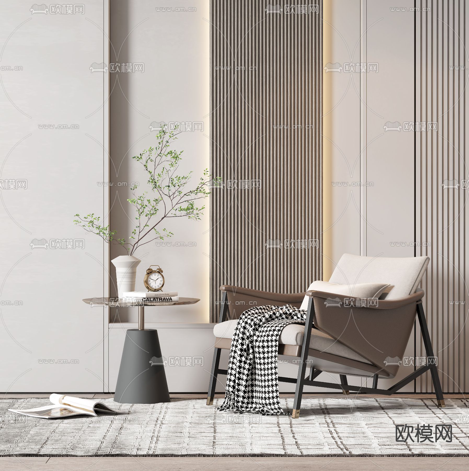 现代布艺休闲椅3d模型