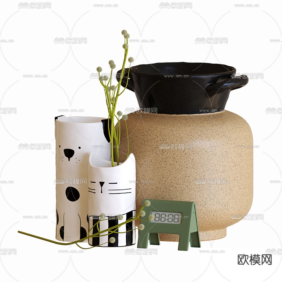 北欧猫咪陶瓷器皿3d模型